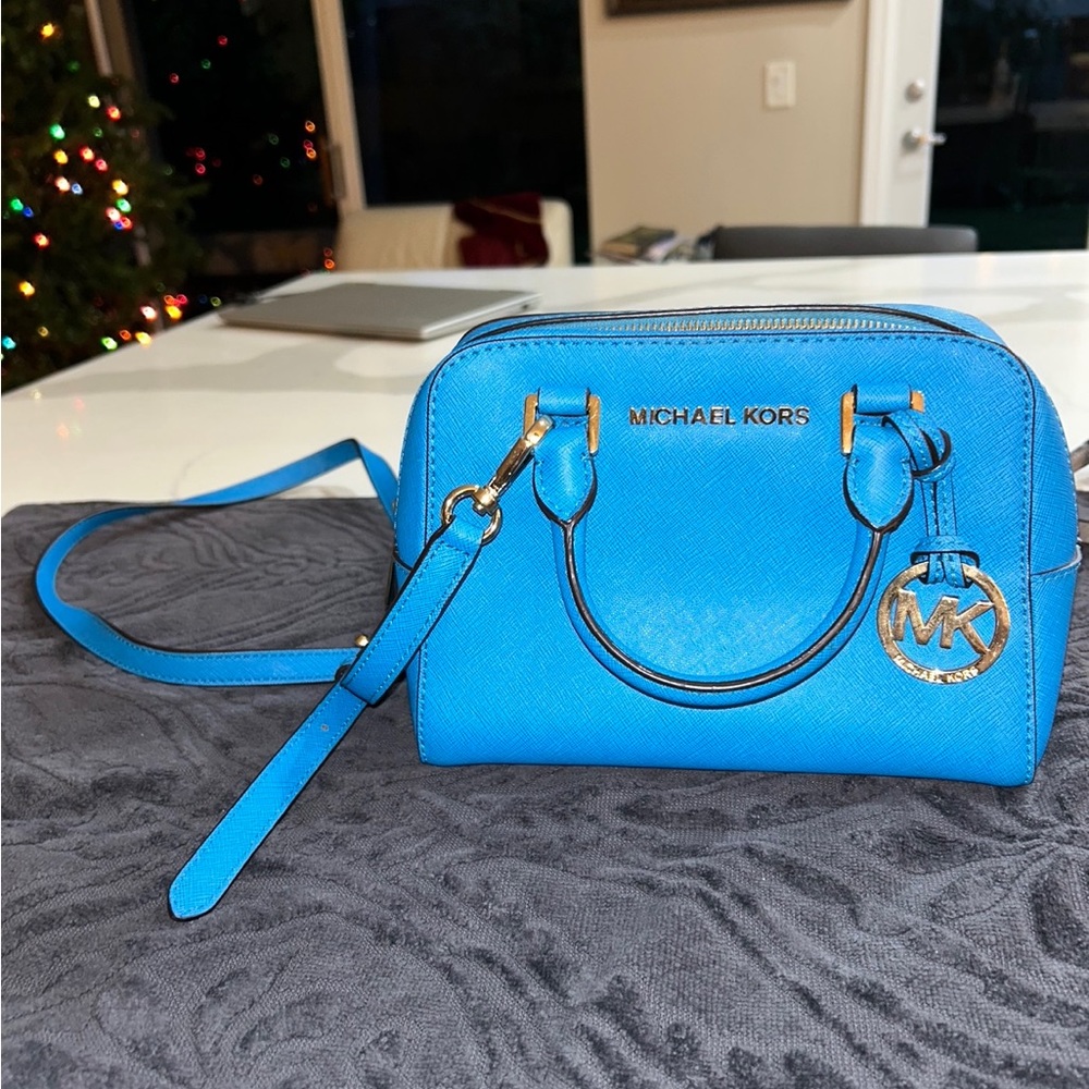 Michael Kors Royal Blue Mini Satchel Saffiano Leather Crossbody